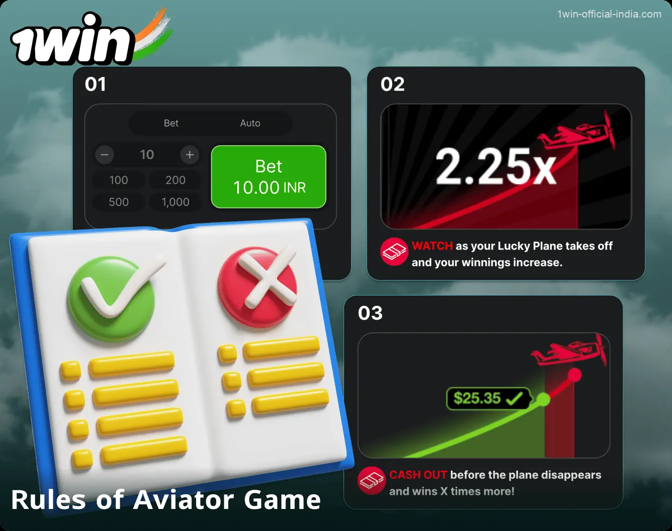 Rules of the 1Win Aviator crash game on the 1Win website in India